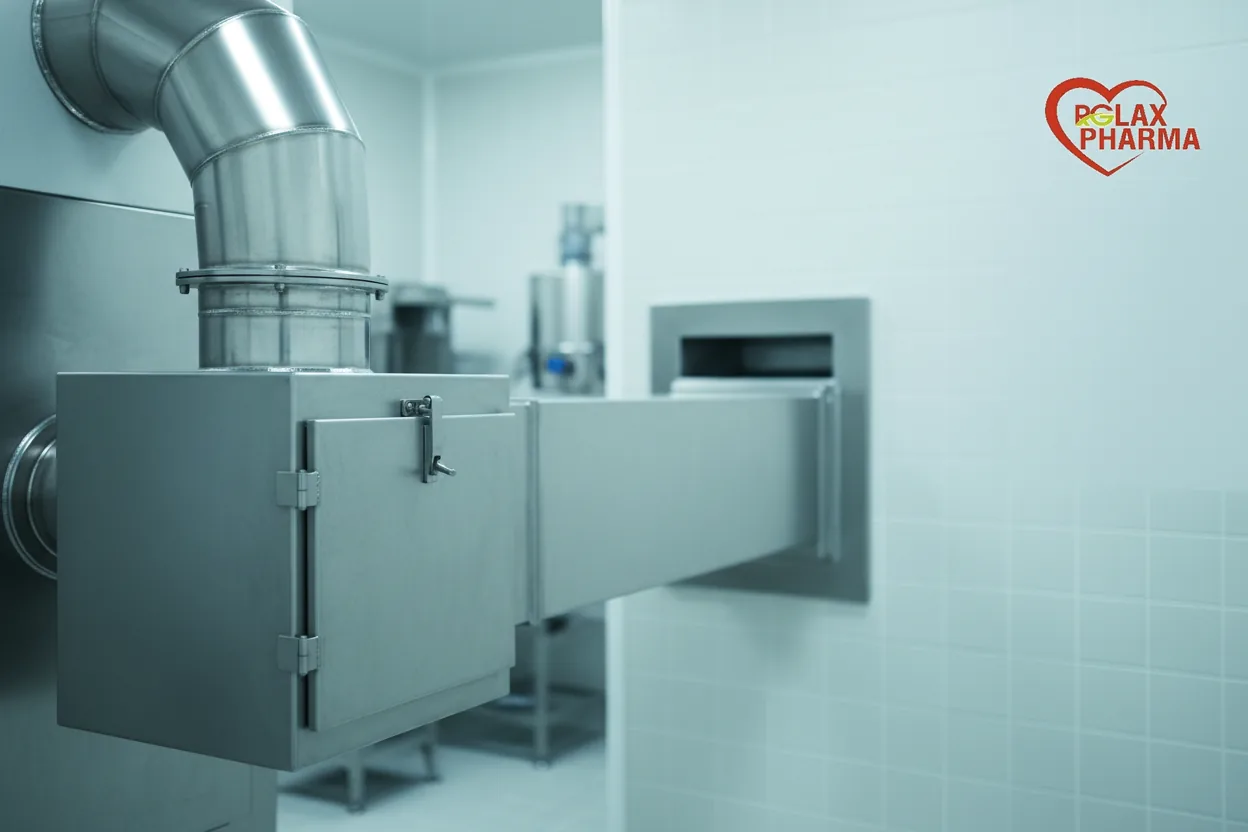 Inlet air ducting on a tablet coating machine
